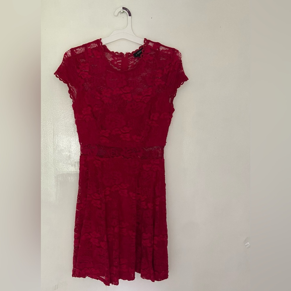 Jodi Kristopher Red Lace Mini Dress Sz 11